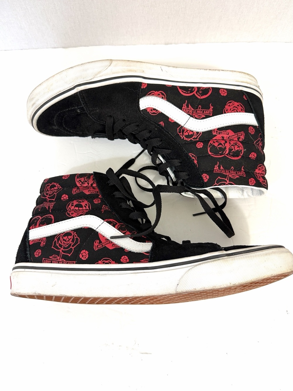 Vans Love You To Death Black & Red High-Top Sneakers size 10